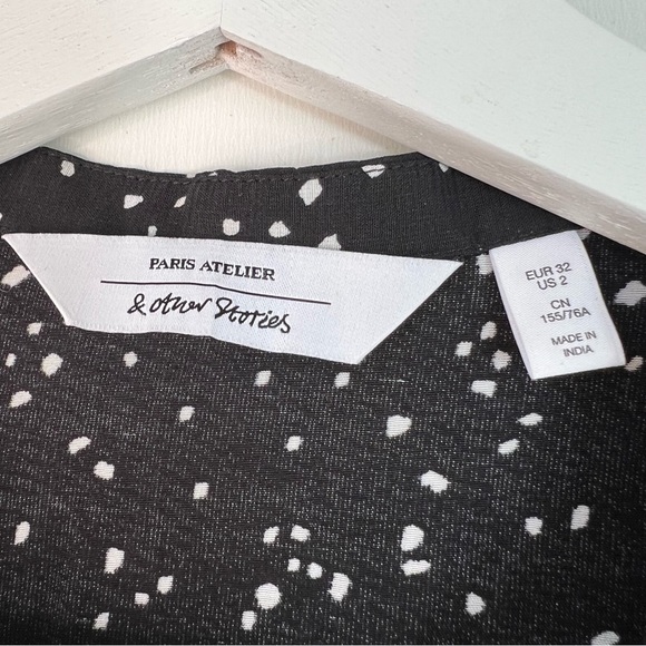 & Other Stories Frilled Ruffle Midi Dress Black White Size 2 - Picture 4 of 11